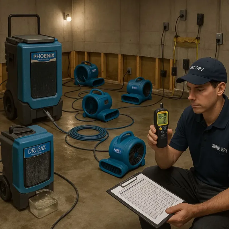 Structural Drying and Dehumidification process in Bagdad, AZ